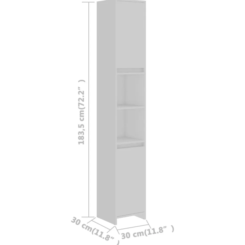 vidaXL Badkamerkast 30x30x183,5 cm bewerkt hout wit