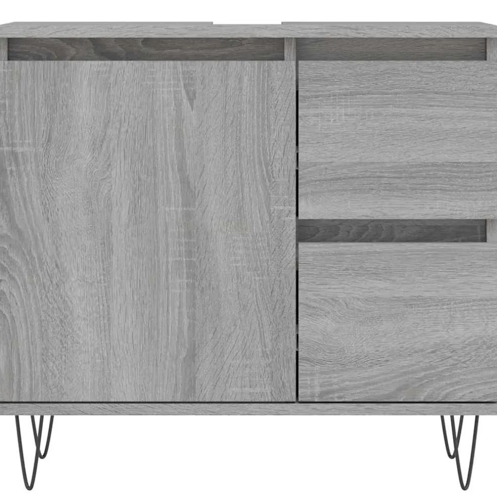 vidaXL Badkamerkast 65x33x60 cm bewerkt hout grijs sonoma eikenkleurig