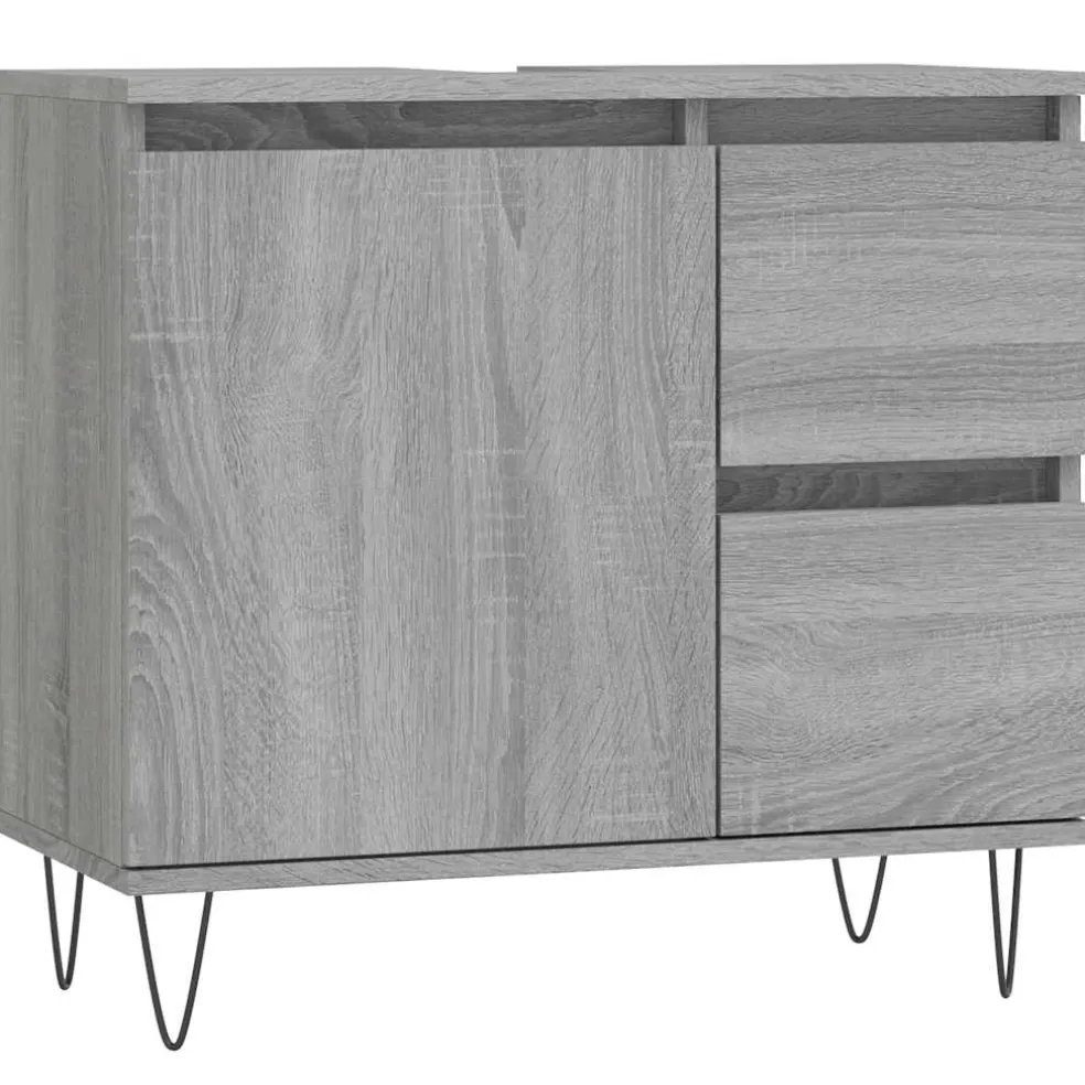 vidaXL Badkamerkast 65x33x60 cm bewerkt hout grijs sonoma eikenkleurig