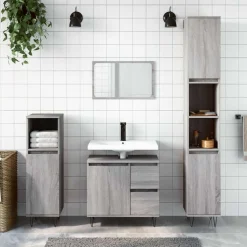 vidaXL Badkamerkast 65x33x60 cm bewerkt hout grijs sonoma eikenkleurig