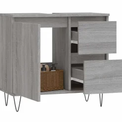 vidaXL Badkamerkast 65x33x60 cm bewerkt hout grijs sonoma eikenkleurig