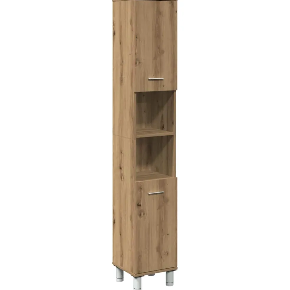 vidaXL Badkamerkast 30x30x179 cm bewerkt hout artisanaal eikenkleurig