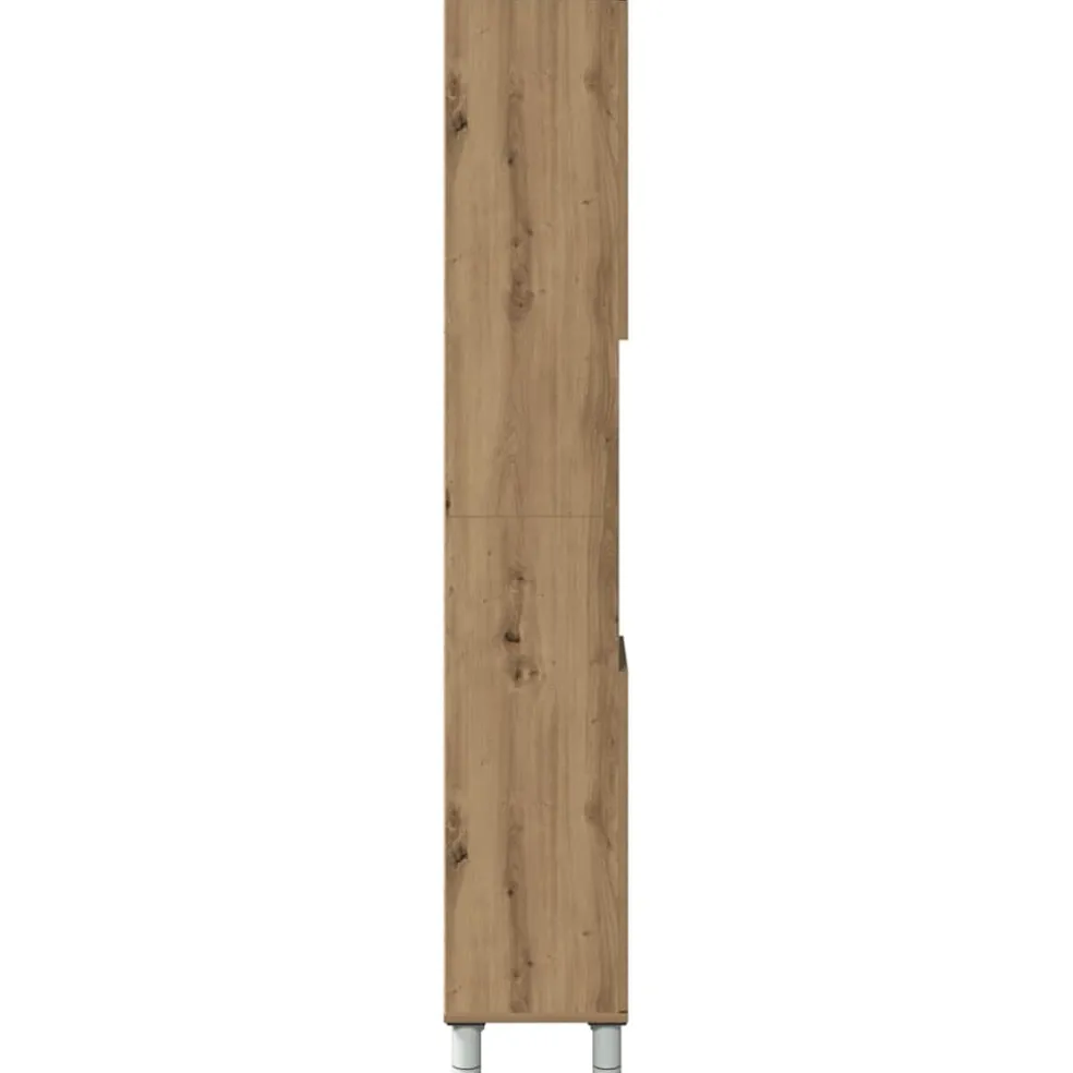 vidaXL Badkamerkast 30x30x179 cm bewerkt hout artisanaal eikenkleurig