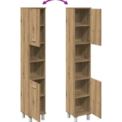 vidaXL Badkamerkast 30x30x179 cm bewerkt hout artisanaal eikenkleurig