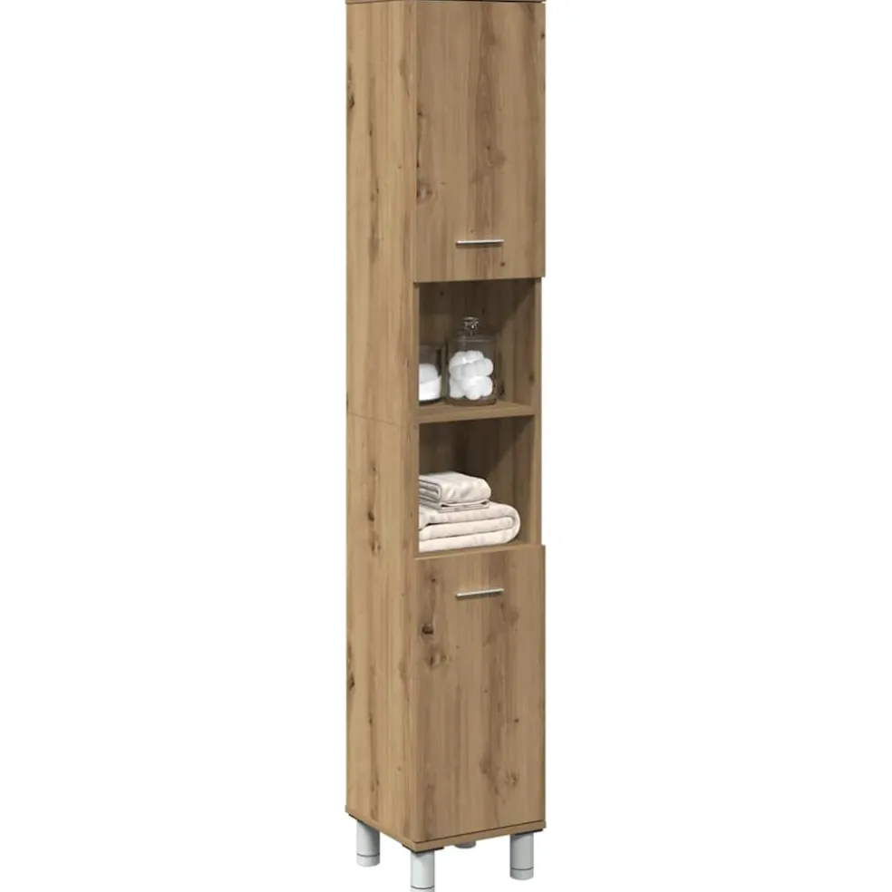 vidaXL Badkamerkast 30x30x179 cm bewerkt hout artisanaal eikenkleurig