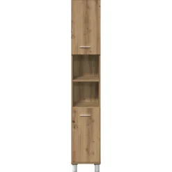 vidaXL Badkamerkast 30x30x179 cm bewerkt hout artisanaal eikenkleurig