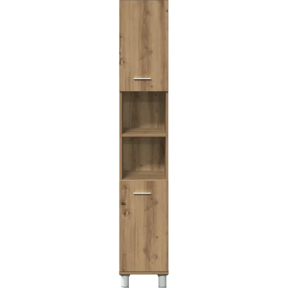 vidaXL Badkamerkast 30x30x179 cm bewerkt hout artisanaal eikenkleurig