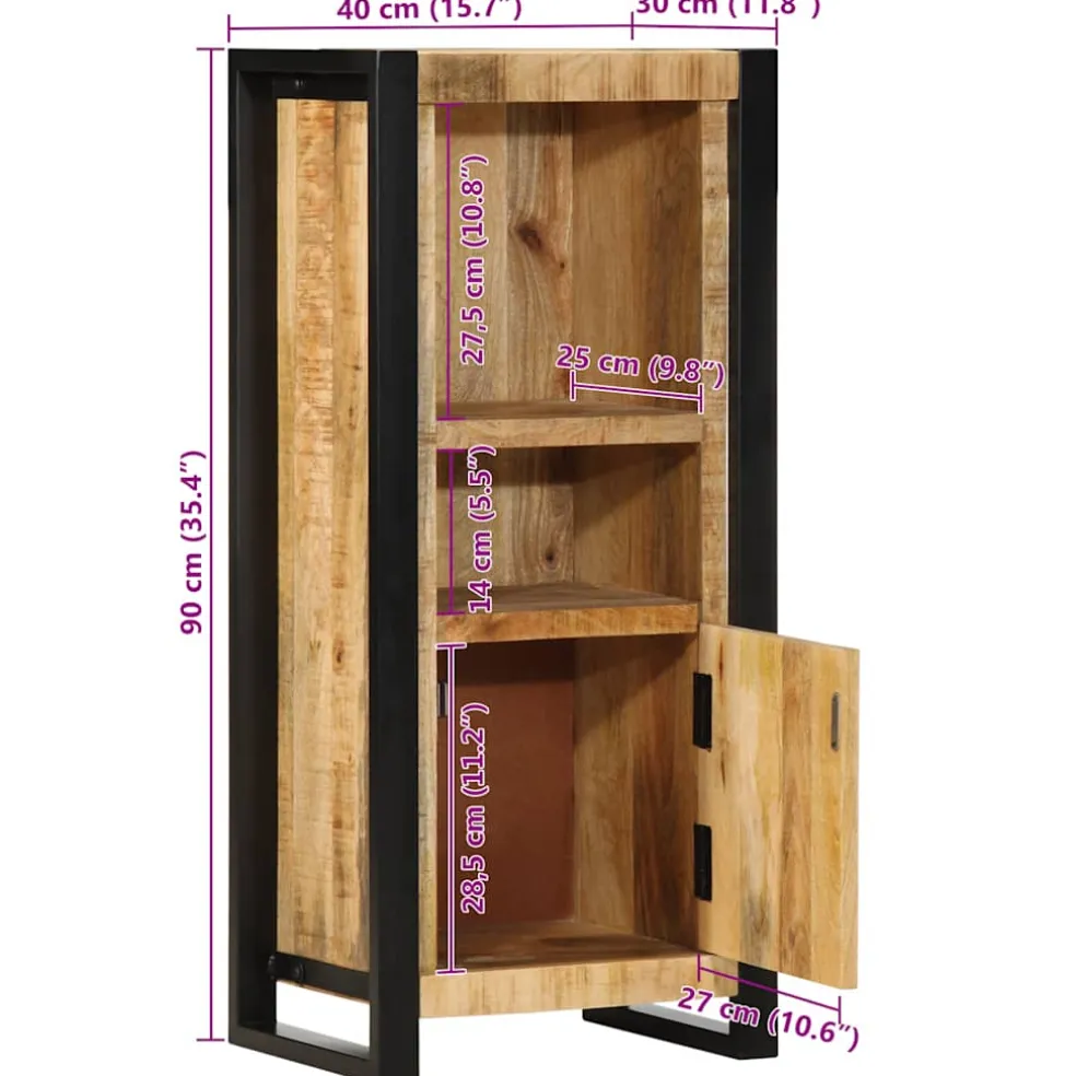 vidaXL Badkamerkast 40x30x90 cm massief ruw mangohout