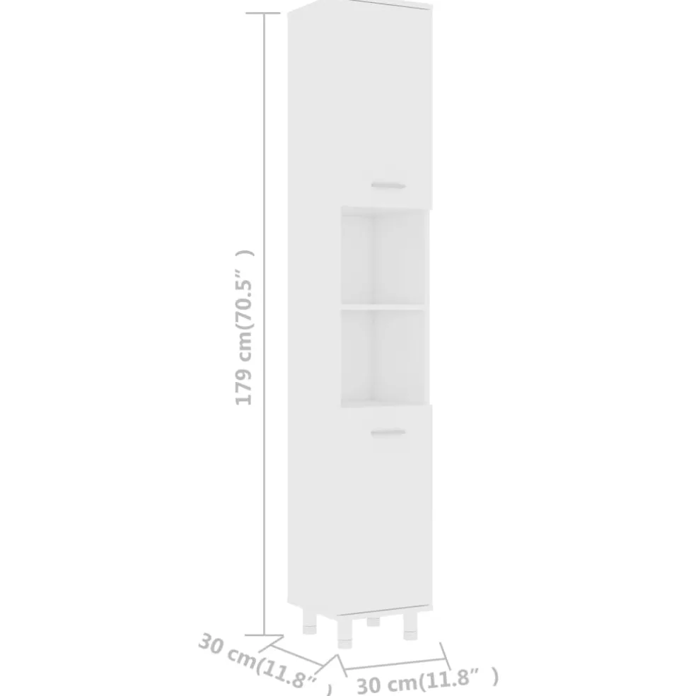 vidaXL Badkamerkast 30x30x179 cm spaanplaat wit