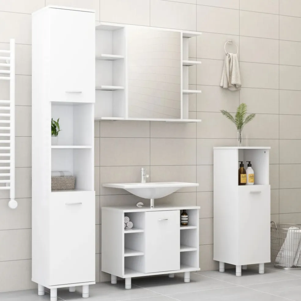vidaXL Badkamerkast 30x30x179 cm spaanplaat wit