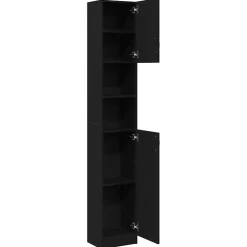 vidaXL Badkamerkast 32x25,5x190 cm spaanplaat zwart eikenkleurig
