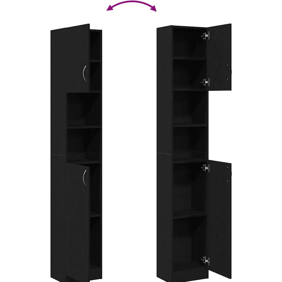 vidaXL Badkamerkast 32x25,5x190 cm spaanplaat zwart eikenkleurig