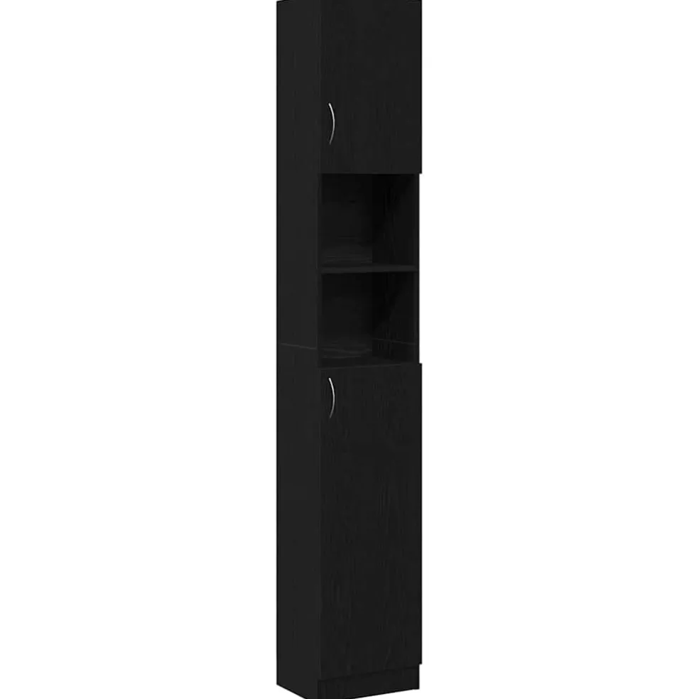 vidaXL Badkamerkast 32x25,5x190 cm spaanplaat zwart eikenkleurig