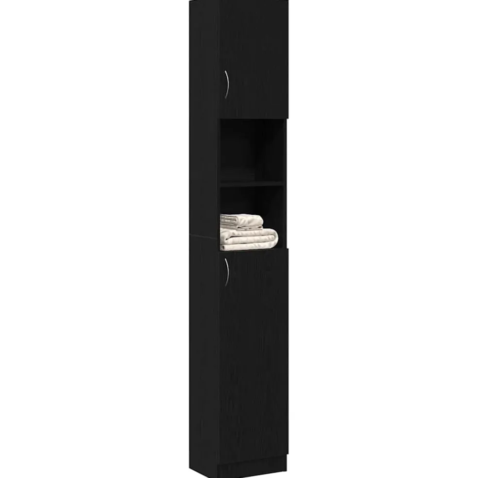 vidaXL Badkamerkast 32x25,5x190 cm spaanplaat zwart eikenkleurig