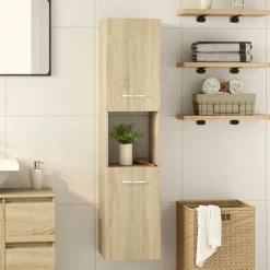 vidaXL Badkamerkast 30x30x130 cm spaanplaat sonoma eikenkleurig