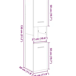 vidaXL Badkamerkast 30x30x130 cm spaanplaat sonoma eikenkleurig