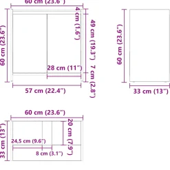 vidaXL Badkamerkast 60x33x60 cm spaanplaat zwart eikenkleurig