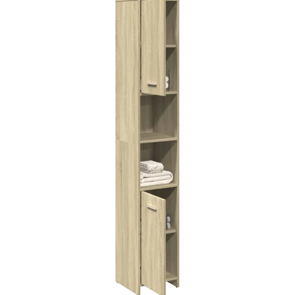 vidaXL Badkamerkast 30x30x183,5 cm spaanplaat sonoma eikenkleurig