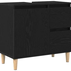 vidaXL Badkamer Kast Zwart Eiken 65 x 33 x 60 cm Bewerkt hout