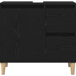 vidaXL Badkamer Kast Zwart Eiken 65 x 33 x 60 cm Bewerkt hout