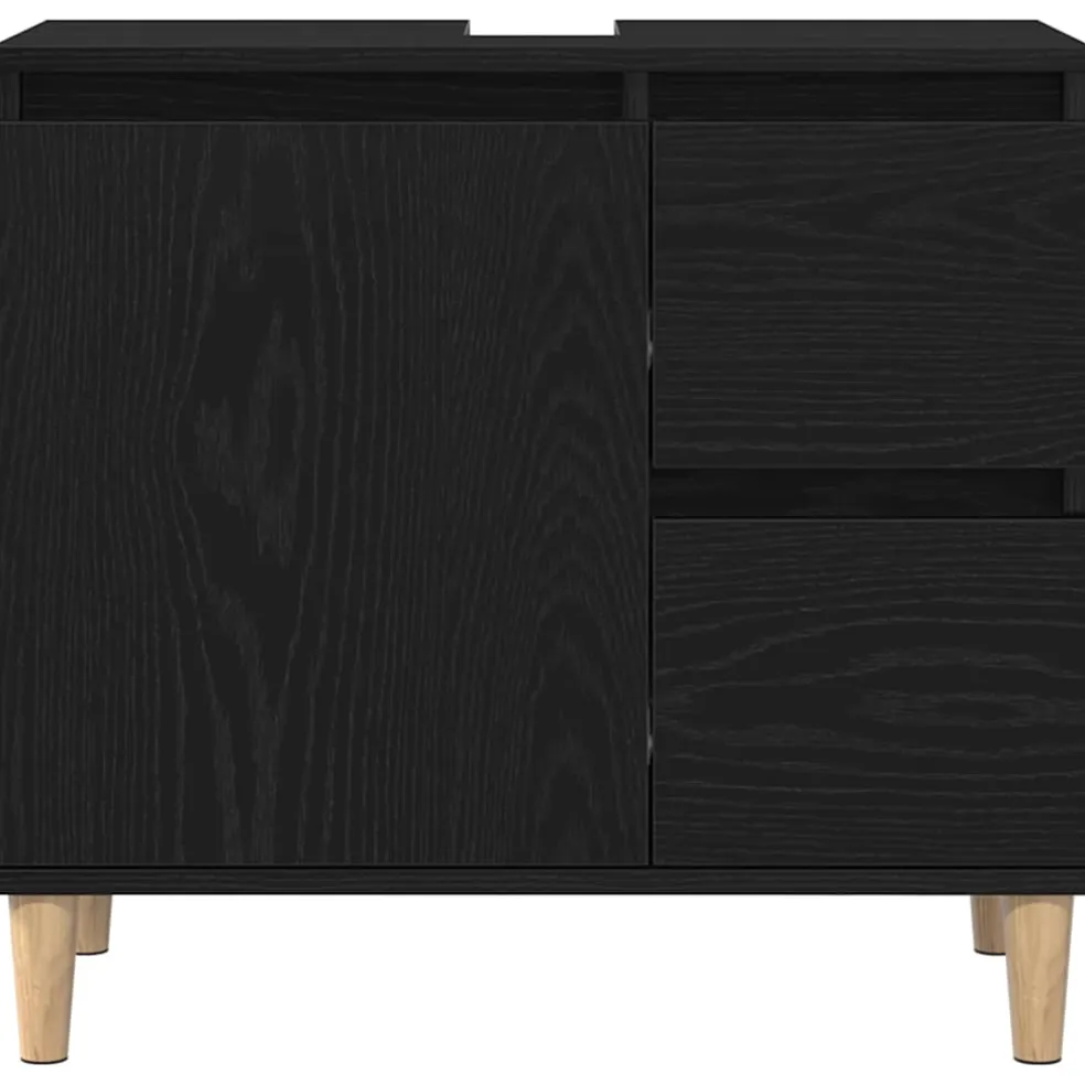 vidaXL Badkamer Kast Zwart Eiken 65 x 33 x 60 cm Bewerkt hout