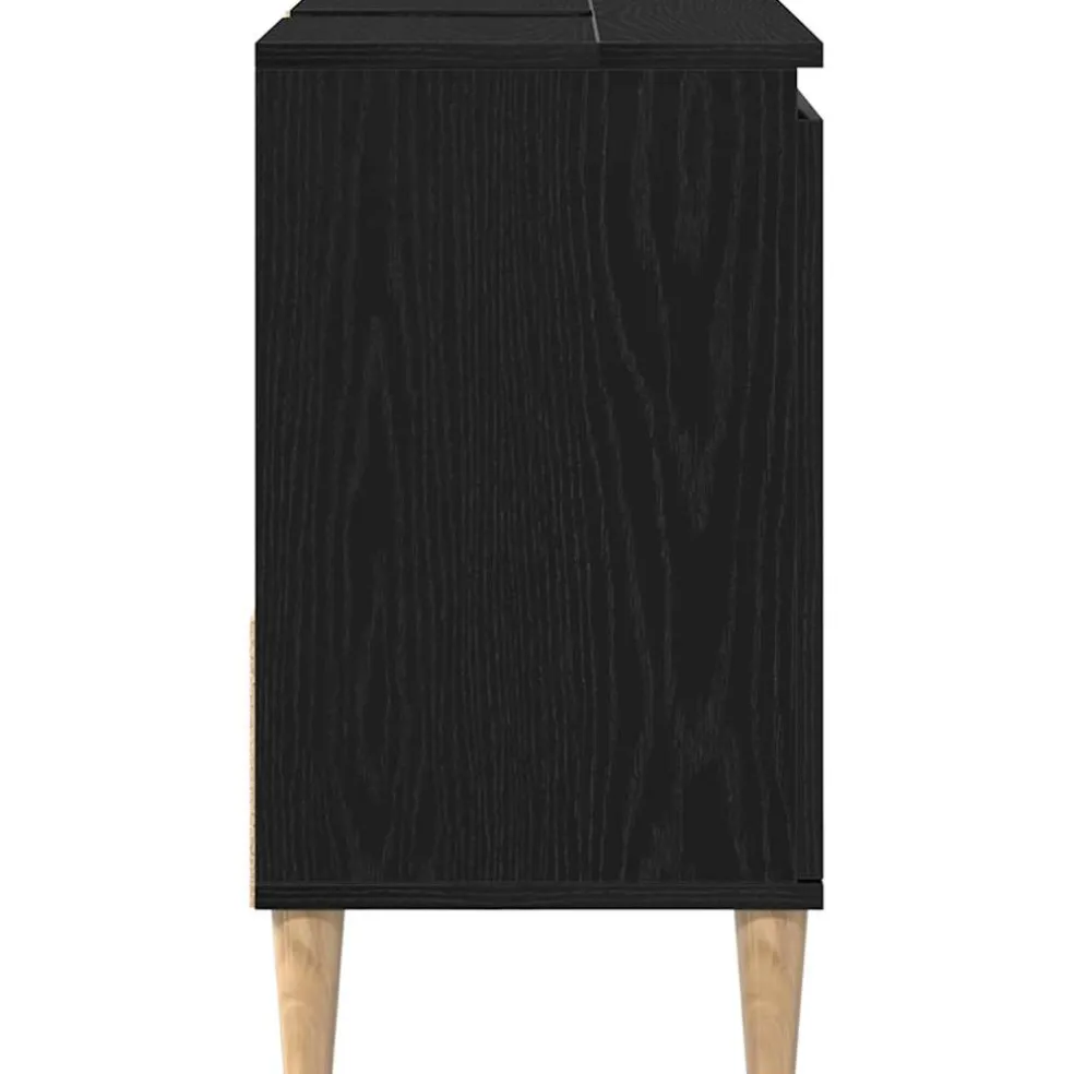 vidaXL Badkamer Kast Zwart Eiken 65 x 33 x 60 cm Bewerkt hout