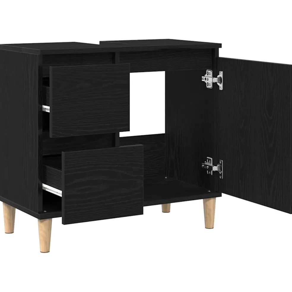 vidaXL Badkamer Kast Zwart Eiken 65 x 33 x 60 cm Bewerkt hout