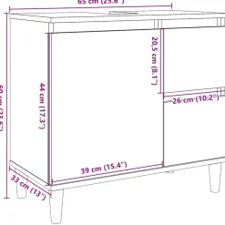 vidaXL Badkamer Kast Zwart Eiken 65 x 33 x 60 cm Bewerkt hout