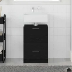 vidaXL Badkamer Kast Zwart Eiken 40 x 37 x 59 cm Bewerkt hout