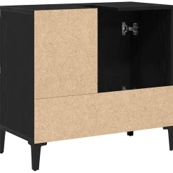 vidaXL Badkamer Kast Zwart Eiken 65 x 33 x 60 cm Bewerkt hout