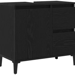 vidaXL Badkamer Kast Zwart Eiken 65 x 33 x 60 cm Bewerkt hout