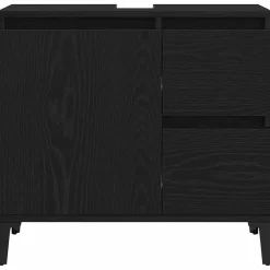 vidaXL Badkamer Kast Zwart Eiken 65 x 33 x 60 cm Bewerkt hout