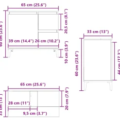 vidaXL Badkamer Kast Zwart Eiken 65 x 33 x 60 cm Bewerkt hout