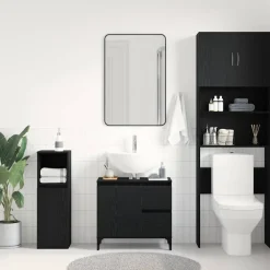 vidaXL Badkamer Kast Zwart Eiken 65 x 33 x 60 cm Bewerkt hout