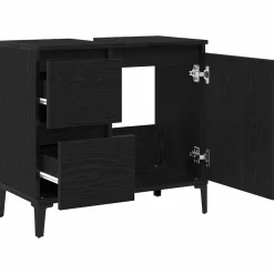 vidaXL Badkamer Kast Zwart Eiken 65 x 33 x 60 cm Bewerkt hout