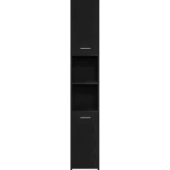 vidaXL Badkamerkast Zwart Eiken 30x30x183,5 cm Bewerkt Hout