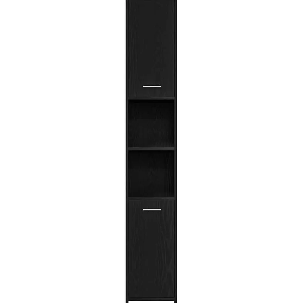 vidaXL Badkamerkast Zwart Eiken 30x30x183,5 cm Bewerkt Hout
