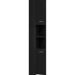 vidaXL Badkamerkast Zwart Eiken 30x30x183,5 cm Bewerkt Hout