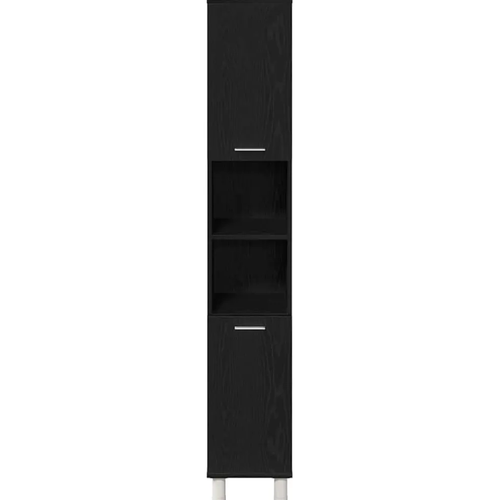 vidaXL Badkamer Kast Zwart Eiken 30 x 30 x 179 cm Bewerkt hout