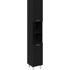 vidaXL Badkamer Kast Zwart Eiken 30 x 30 x 179 cm Bewerkt hout