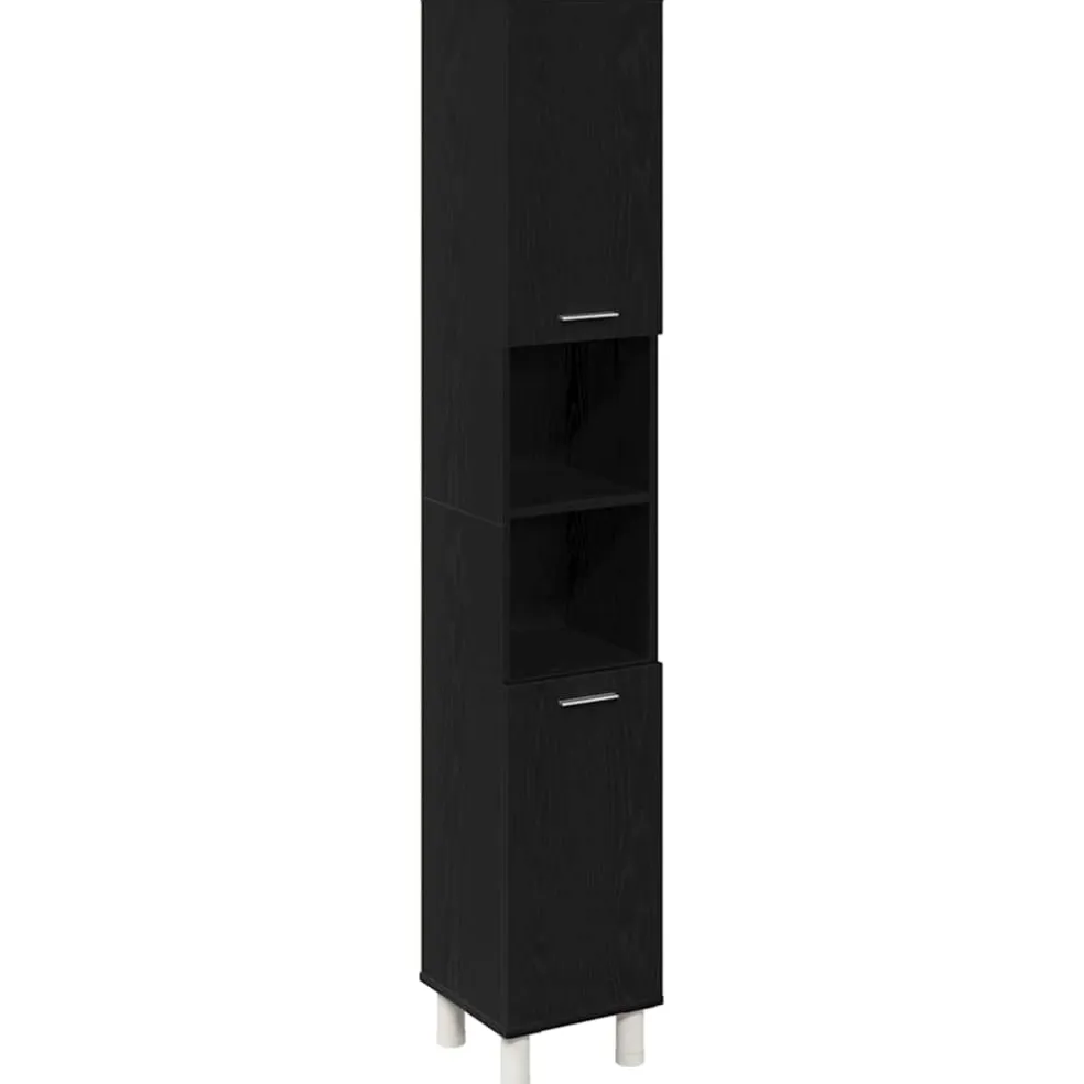 vidaXL Badkamer Kast Zwart Eiken 30 x 30 x 179 cm Bewerkt hout