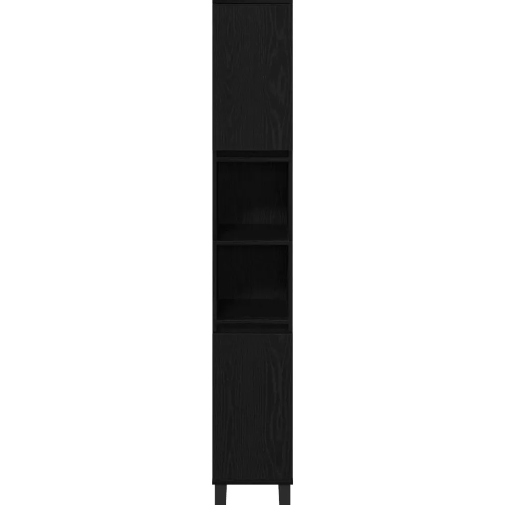 vidaXL Badkamer Kast Zwart Eiken 30 x 30 x 190 cm Bewerkt hout