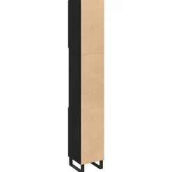 vidaXL Badkamer Kast Zwart Eiken 30 x 30 x 190 cm Bewerkt hout