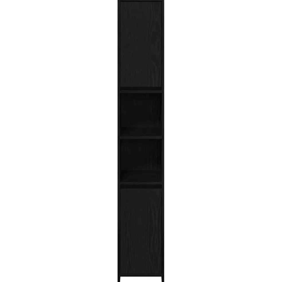 vidaXL Badkamer Kast Zwart Eiken 30 x 30 x 183,5 cm Bewerkt hout
