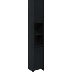 vidaXL Badkamer Kast Zwart Eiken 30 x 30 x 183,5 cm Bewerkt hout