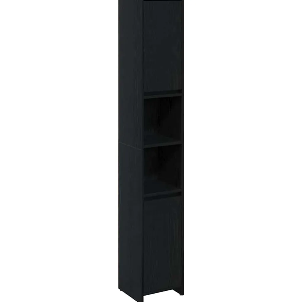 vidaXL Badkamer Kast Zwart Eiken 30 x 30 x 183,5 cm Bewerkt hout