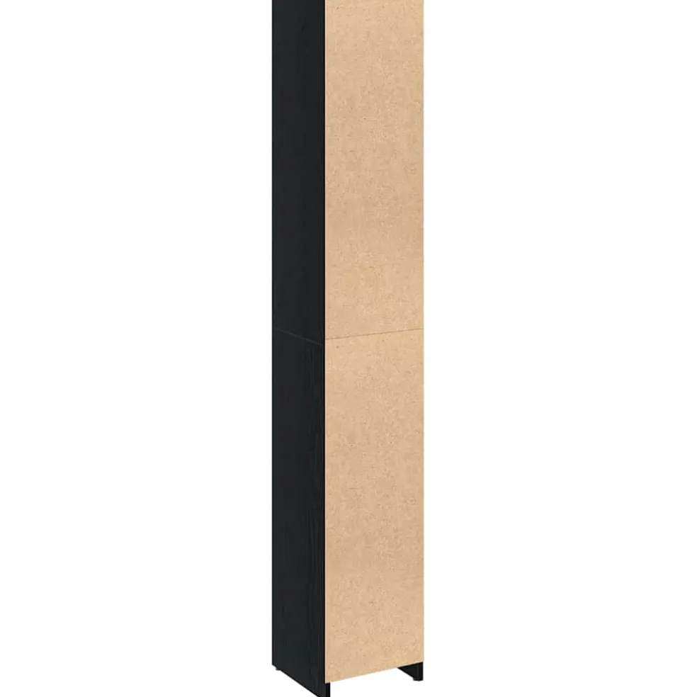 vidaXL Badkamer Kast Zwart Eiken 30 x 30 x 183,5 cm Bewerkt hout