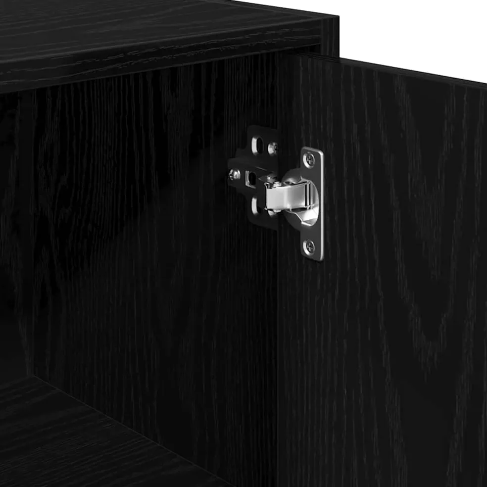 vidaXL Badkamer Kast Zwart Eiken 30 x 30 x 183,5 cm Bewerkt hout
