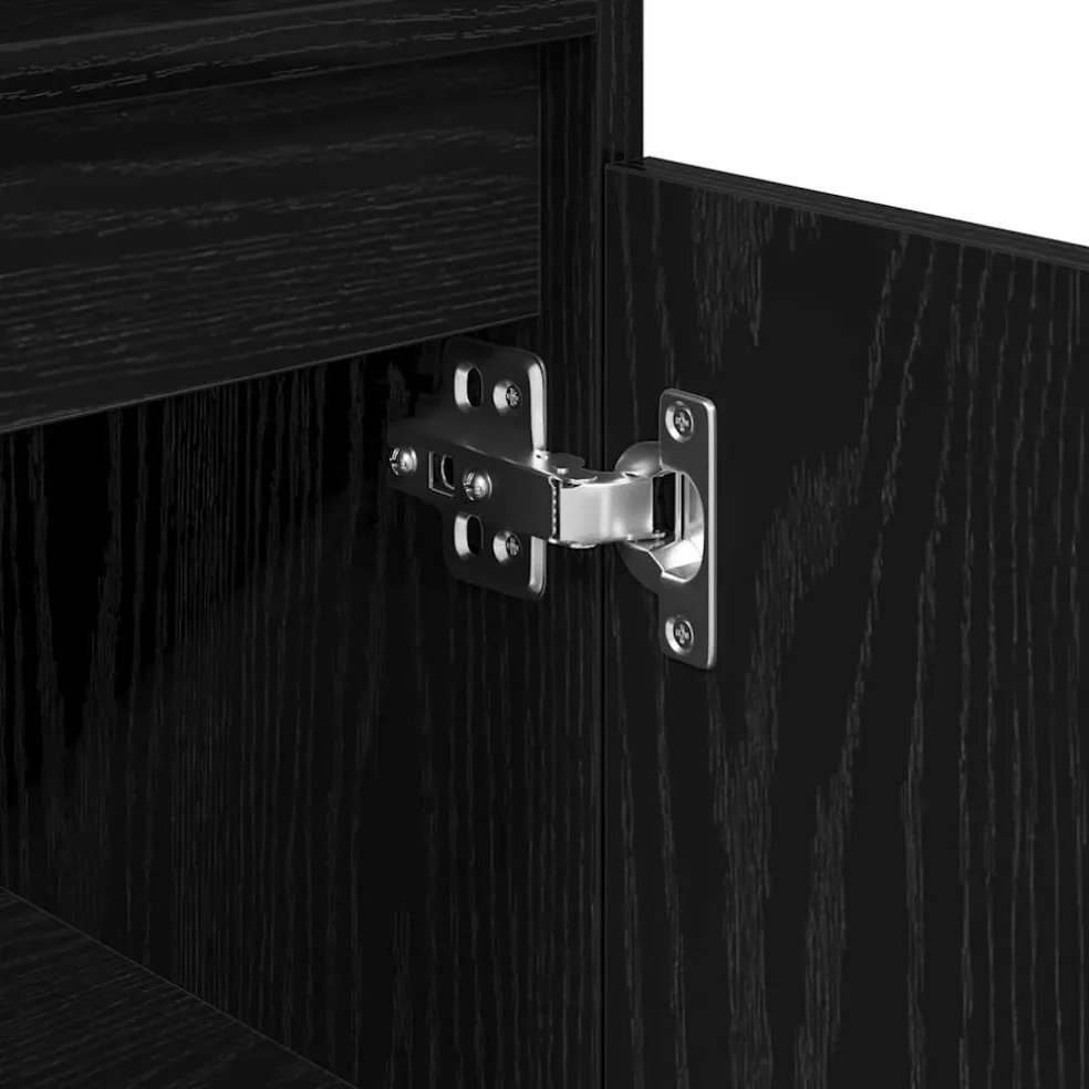 vidaXL Badkamer Kast Zwart Eiken 30 x 30 x 100 cm Bewerkt hout