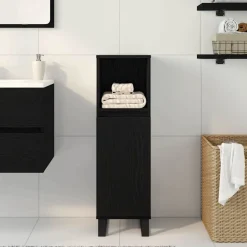 vidaXL Badkamer Kast Zwart Eiken 30 x 30 x 100 cm Bewerkt hout